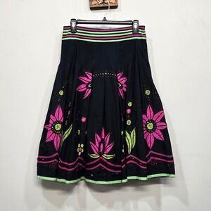 Whistles London Midi Skirt 4 Y2K Embroidered Boho Psychedelic Festival Fairy